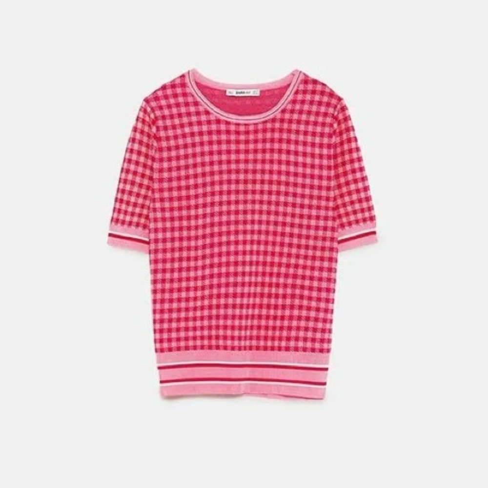 Zara knit houndstooth sweater top